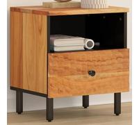 DYRJDJWIDHW Acacia Wood Nightstand 40x33x46 cm with Drawer & Shelf, Solid Wood Bedside Table for Bedroom, Modern Rustic End Table with Iron Legs, Sturdy Storage Furniture for Home Decor