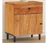 DYRJDJWIDHW Acacia Wood Nightstand 50x33x60 cm with Drawer & Door Solid Wood Bedside Table for Bedroom, Elegant Storage Furniture with Iron Legs, Stable Surface for Decor & Essentials