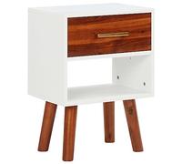 DYRJDJWIDHW Acacia Wood Nightstand with Drawer and Shelf 40x30x57 cm, Solid Wood Bedside Table for Bedroom, Retro End with Brass Handles, Easy Assembly, Modern Side Table for Living Room Hallway
