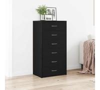DYRJDJWIDHW alacenas de Cocina Mueble de Salon Armario Auxiliar Cocina mueblesAparador con 6 cajones Roble Negro 50x34x96cm Madera ingeniería