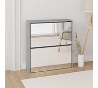 DYRJDJWIDHW Banco Zapatero Entrada recibidor,armarios de Dormitorio,Mueble Zapatero con Espejo 2 Niveles Gris Sonoma 63x17x67 cmPara pasillos, Puertas y Corredores