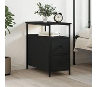 DYRJDJWIDHW Black Engineered Wood Nightstand 30x60x60 cm with Storage Shelf, Compact Bedside Table for Bedroom & Living Room, Sturdy Iron Frame, Adjustable Legs, Modern Simple Design