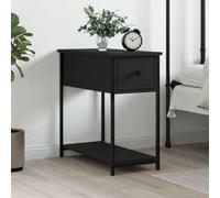 DYRJDJWIDHW Black Engineered Wood Nightstand 30x60x60 cm with Storage Shelf, Modern Bedside Table for Bedroom & Living Room, Sturdy Iron Frame, Adjustable Legs, Easy Assembly