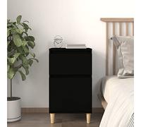 DYRJDJWIDHW Black Nightstand 40x35x70 cm with Storage Shelf, Elegant Bedside Table for Bedroom, Modern End Table with Wall Mounting Kit, Durable Plywood & Eucalyptus Wood, Smooth Surface