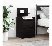 DYRJDJWIDHW Black Nightstand with 2 Drawers 38x34x80 cm, Modern Bedside Table for Bedroom, Sturdy Engineered Wood, Spacious Storage for Books Lamp Decor, Easy to Clean