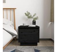 DYRJDJWIDHW Black Pine Wood Night Stand 35x34x32 cm, Solid Pine Bedside Table with Modern Design for Bedroom Decor, Sturdy End Table for Living Room, Compact Size Fits Small Spaces