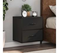 DYRJDJWIDHW Black Wall Mounted Nightstand with 2 Drawers 40x31x39.5 cm, Floating Bedside Table for Small Spaces, Sturdy Engineered Wood & Metal Design, Space Saving Storage Shelf for Bedroom