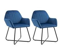 DYRJDJWIDHW Blue Velvet Dining Chairs Set of 2 Modern Upholstered Side Chairs with Steel Legs for Dining Room Living Room Bedroom Home Decor Comfortable Seating Furniture