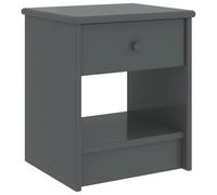 DYRJDJWIDHW Dark Grey Solid Pine Wood Nightstand with Drawer and Shelf, 35x30x40cm Bedside Table for Bedroom, Rustic Night Stand with Wood Grain, Sturdy and Spacious Storage Furniture