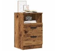 DYRJDJWIDHW Elegant Aged Wood Nightstand 40x36x65 cm with 2 Drawers - Engineered Wood Bedside Table for Bedroom Sturdy Modern End Table with Storage Smooth Surface for Decor - Easy Assembly