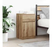 DYRJDJWIDHW Elegant Nightstand with Storage, Engineered Wood Bedside Table, Artisan Oak Finish 39x35x65 cm, Sturdy Surface for Lamp & Decor, Left/Right Hinged Door, Easy to Clean