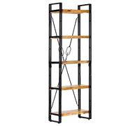 DYRJDJWIDHW Estantería 5 Niveles Madera Maciza Mango Industrial 60x30x180 cm librería Moderna para hogar Oficina Almacenamiento Libros decoración Vintage