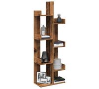 DYRJDJWIDHW Estantería Librería Madera Envejecida 48x25.5x140cm con 8 Estantes, Mueble Libros Estilo Vintage para Sala Estudio, Estantería Exposición Decoración Hogar, Soporta 60kg