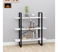 DYRJDJWIDHW Estantería Moderna Industrial Blanca 100x30x105 cm para Libros y decoración, Estructura metálica Robusta con 3 estantes de Madera contrachapada, fácil Montaje y Limpieza