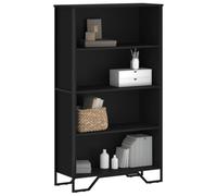 DYRJDJWIDHW Estantería Moderna Negra 80x31x137,5 cm para Libros y decoración, Madera de ingeniería Resistente, 4 estantes Abiertos, Estructura Estable con Patas metálicas, Ideal para salón y Oficina