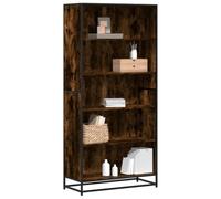 DYRJDJWIDHW Estantería Moderna Roble Ahumado 80,5x35x170,5 cm 5 Niveles Almacenamiento Libros Sala Estudio Madera ingeniería Estructura Metalica Organizador Mueble Decorativo