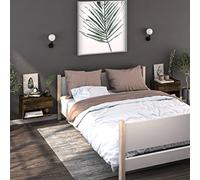 DYRJDJWIDHW Floating Nightstand 2 Pack Wall Mounted, Smoked Oak Color Space Saving Bedside Table with Storage Shelf, Modern Minimalist Design for Small Bedroom, Living Room, Office
