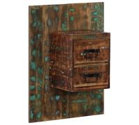 DYRJDJWIDHW Floating Nightstand 60x32x80 cm Recycled Solid Wood Wall Mounted Bedside Table with Storage Shelf, Unique Multicolor Finish for Modern Bedroom & Living Room Decor