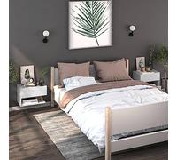 DYRJDJWIDHW Floating Nightstand Wall Mounted 2 Pack White - Space Saving Bedside Table with Storage Shelf for Small Rooms Modern Minimalist Design Easy to Clean Plywood - MAX Load 50kg