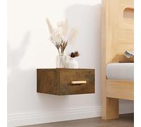DYRJDJWIDHW Floating Nightstand Wall Mounted 35x35x20 cm, Smoked Oak Color, Space Saving Bedside Shelf with Storage, Sturdy Plywood for Small Spaces, Modern Decor for Bedroom or Living Room