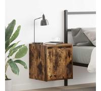 DYRJDJWIDHW Floating Nightstand Wall Mounted Smoked Oak 38x34x40 cm with Storage Shelf Modern Bedside Table for Small Spaces Durable Engineered Wood Night Stand