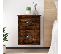 DYRJDJWIDHW Floating Nightstand Wall Mounted, Smoked Oak Color 41.5x36x53 cm, Bedside Table with 2 Drawers, Space Saving Storage Shelf for Bedroom, Living Room, Durable Plywood Modern Design