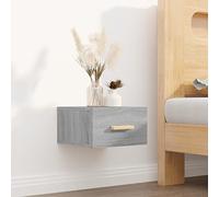 DYRJDJWIDHW Floating Nightstand Wall Mounted, Sonoma Gray Bedside Table 35x35x20 cm, Space Saving Wall Shelf with Storage, Sturdy Plywood for Bedroom Decor, Holds 60 kg