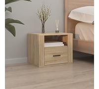 DYRJDJWIDHW Floating Nightstand Wall Mounted Sonoma Oak 50x36x40 cm, Modern Bedside Table with Storage Shelf, Space Saving Wall Shelf for Bedroom Decor, Sturdy Plywood Floating Night Stand