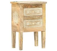 DYRJDJWIDHW Hand Painted Solid Mango Wood Nightstand with 2 Drawers 40x30x60 cm Vintage Bedside Table for Bedroom Home Decor Unique Wood Grain