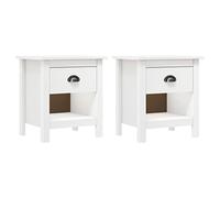 DYRJDJWIDHW Hill Solid Pine Wood Nightstand Set of 2, Modern Bedside Table with Drawer and Shelf, 46x35x49.5 cm, White, Multi-Functional for Living Room or Bedroom Decor