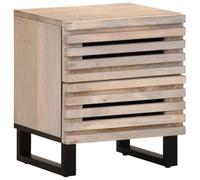 DYRJDJWIDHW Industrial Design Nightstand Solid Bleached Mango Wood 40x34x46 cm with 2 Drawers - Sturdy & Spacious Bedside Table for Bedroom Decor, Modern Home Furniture Storage Solution