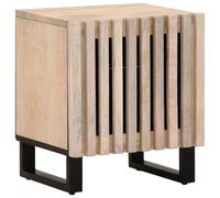 DYRJDJWIDHW Industrial Design Nightstand Solid Bleached Mango Wood 40x34x46 cm with Storage Shelf, Modern Bedside Table for Bedroom & Living Room, Sturdy Steel Legs