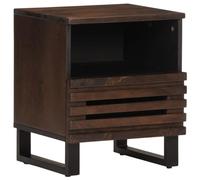 DYRJDJWIDHW Industrial Design Solid Mango Wood Nightstand 40x34x46 cm with Storage Drawer & Compartment, Sturdy Steel Legs, Unique Wood Grain for Bedroom & Living Room Decor