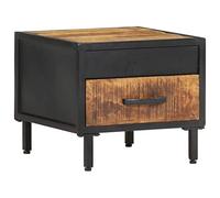 DYRJDJWIDHW Industrial Nightstand 40x40x35 cm, Rustic Mango Wood Bedside Table with Powder Coated Steel Legs & Storage Drawer, Unique Wood Grain, Sturdy and Elegant for Bedroom Living Room