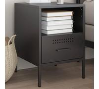 DYRJDJWIDHW Industrial Nightstand Black Steel 36x39x50.5 cm with Adjustable Legs, Spacious Storage for Bedroom & Living Room, Cold Rolled Steel Structure, Easy to Clean
