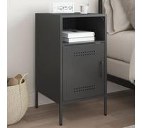 DYRJDJWIDHW Industrial Nightstand Black Steel 36x39x68 cm with Adjustable Legs, Spacious Storage & Wall Mounting, Cold Rolled Steel Bedside Table for Living Room & Bedroom
