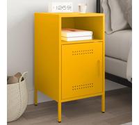 DYRJDJWIDHW Industrial Nightstand Mustard Yellow 36x39x68 cm, Cold Rolled Steel Bedside Table with Adjustable Legs, Spacious Storage for Bedroom Living Room, Sturdy Modern Design Easy to Clean