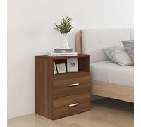 DYRJDJWIDHW Industrial Nightstand Oak Brown 50x32x60 cm with 2 Drawers & Open Shelf Modern Bedside Table for Bedroom Storage Sturdy Plywood Wooden End Table for Living Room & Guest Room