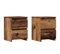 DYRJDJWIDHW Industrial Nightstand Set of 2, Aged Engineered Wood Bedside Table 30x30x40cm with 2 Drawers, Multi-Purpose End Table for Bedroom Living Room, Sturdy & Easy to Clean Storage Furniture