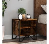 DYRJDJWIDHW Industrial Nightstand Set of 2, Engineered Wood Smoked Oak Bedside Tables with Storage Shelf, 40x30x40 cm, Modern Rustic End Tables for Bedroom Living Room, Sturdy Surface Easy to Clean