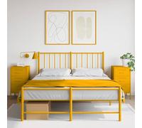 DYRJDJWIDHW Industrial Nightstand Set of 2, Mustard Yellow Steel Bedside Tables with 3 Drawers, Cold Rolled Metal Frame, Adjustable Feet, 36x39x68cm for Living Room & Bedroom, MAX Load 15kg Each