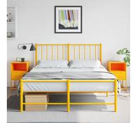 DYRJDJWIDHW Industrial Nightstand Set of 2 Mustard Yellow Steel Side Tables 36x39x60.5 cm with Wall Mount, Rustic Bedroom End Table with Storage Shelf for Living Room Office