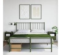 DYRJDJWIDHW Industrial Nightstand Set of 2, Olive Green Steel Bedside Tables with Storage Drawer, Cold Rolled Metal End Tables for Living Room & Bedroom, 36x39x50.5 cm