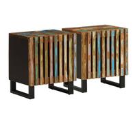DYRJDJWIDHW Industrial Nightstand Set of 2, Recycled Solid Wood Bedside Tables with Storage Shelf, Handmade Unique Design, 40x34x46cm for Bedroom, Living Room