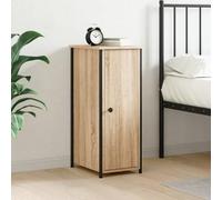 DYRJDJWIDHW Industrial Nightstand Sonoma Oak 32x42x80 cm - Engineered Wood & Iron Side Table with Adjustable Legs, 2 Storage Compartments, Wall Mount for Bedroom or Living Room