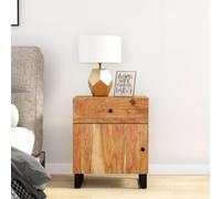 DYRJDJWIDHW Industrial Nightstand with Acacia Wood & Metal Legs, 50x33x60cm Bedside Table with Drawer & Storage Shelf, Rustic Modern Bedroom Furniture for Home Decor