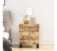 DYRJDJWIDHW Industrial Nightstand with Mango Wood Top & Metal Legs, 50x33x60 cm Bedside Table with Drawer, Solid Wood & Plywood Storage End Table for Living Room, Bedroom