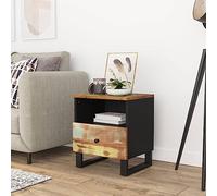 DYRJDJWIDHW Industrial Nightstand with Recycled Solid Wood & Plywood, Unique Handmade Bedside Table with Storage Drawer, Rustic Night Stand for Bedroom, Living Room, 40x31x46cm