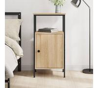 DYRJDJWIDHW Industrial Nightstand with Storage, Engineered Wood & Iron Frame, Adjustable Legs, 41x31x80cm, Oak Sonoma Finish, Modern Bedside Table for Home Decor