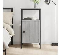 DYRJDJWIDHW Industrial Nightstand with Storage, Engineered Wood & Iron Frame, Adjustable Legs, Grey Sonoma, 41x31x80 cm, Modern Bedside Table for Home Decor